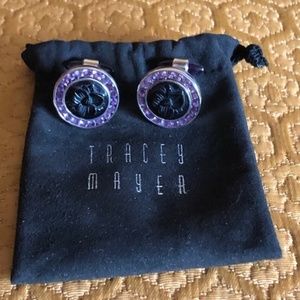 Tracey Mayer Hand Carved Black Onyx & Amethyst Cufflinks